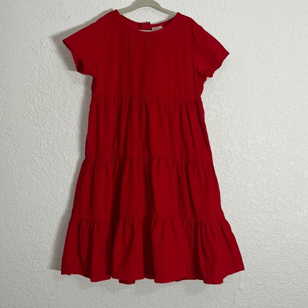 Hanna Andersson scoop neck tiered red corduroy dress Holidays Casual Christmas